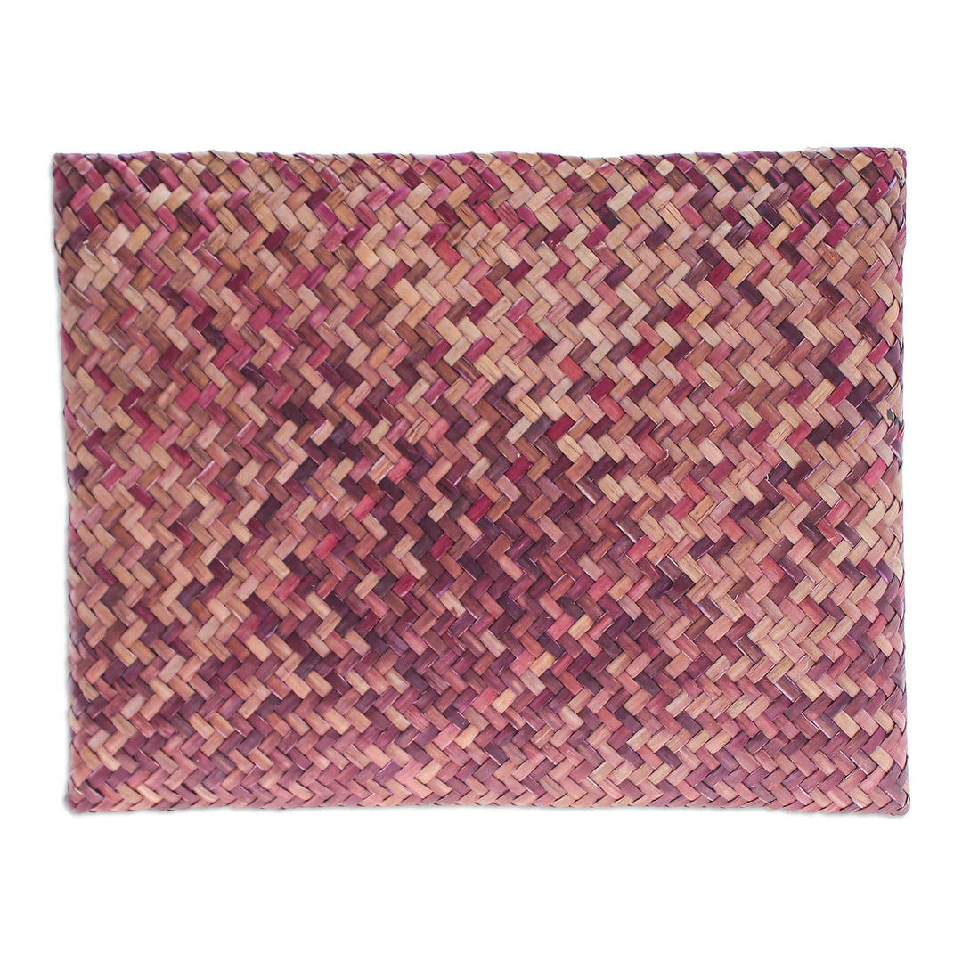 Handwoven Red and Brown Natural Bulrush Reed Clutch - Natural Boldness