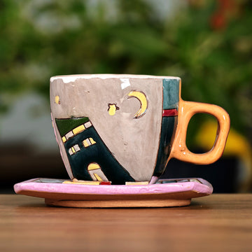 Single Coffee Cup with Plate 'Night'