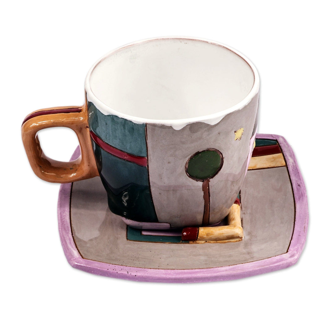 Single Coffee Cup with Plate 'Night'