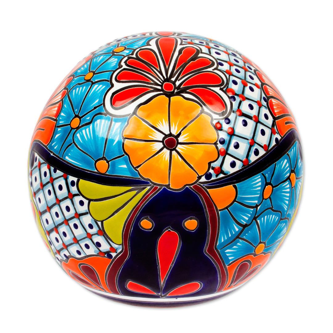Floral Talavera-Style Ceramic Decorative Accent from Mexico - Summer Designs