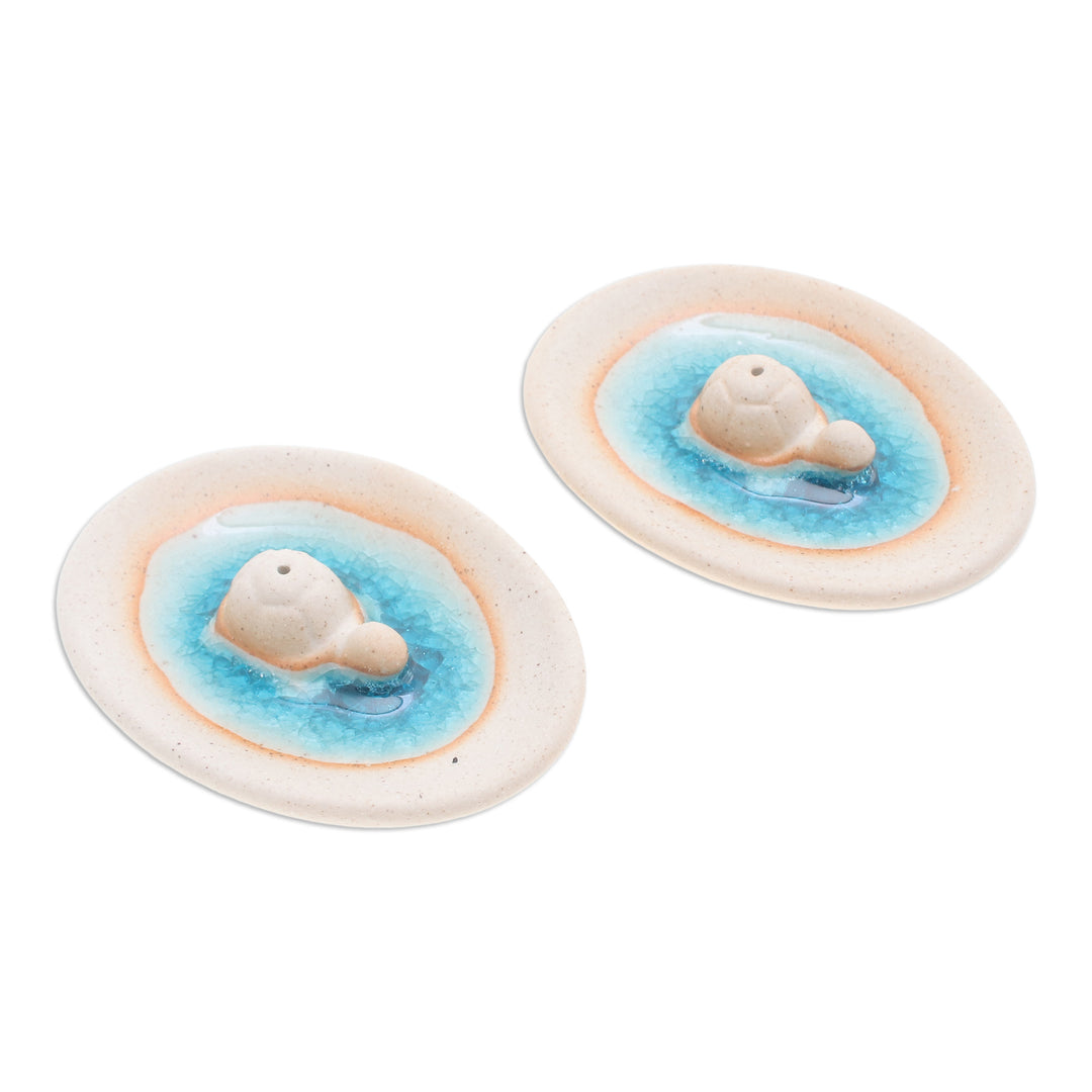 Handcrafted Turtle-Themed Ceramic Incense Holders (Pair) - Turtle World