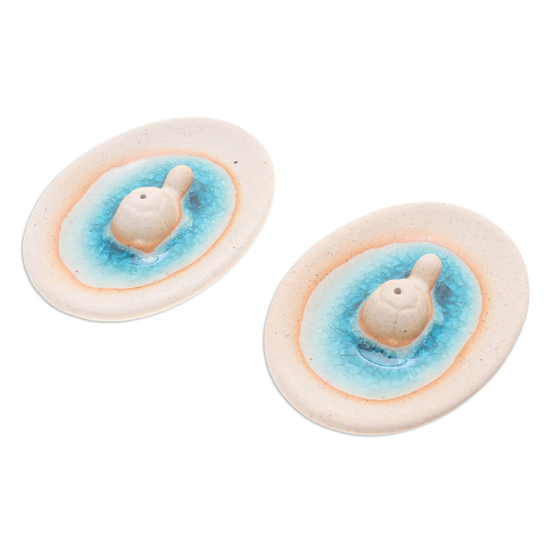 Handcrafted Turtle-Themed Ceramic Incense Holders (Pair) - Turtle World