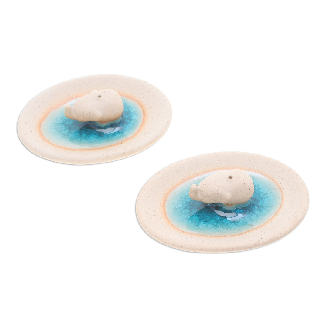 Handcrafted Elephant-Themed Ceramic Incense Holders (Pair) - Elephant World