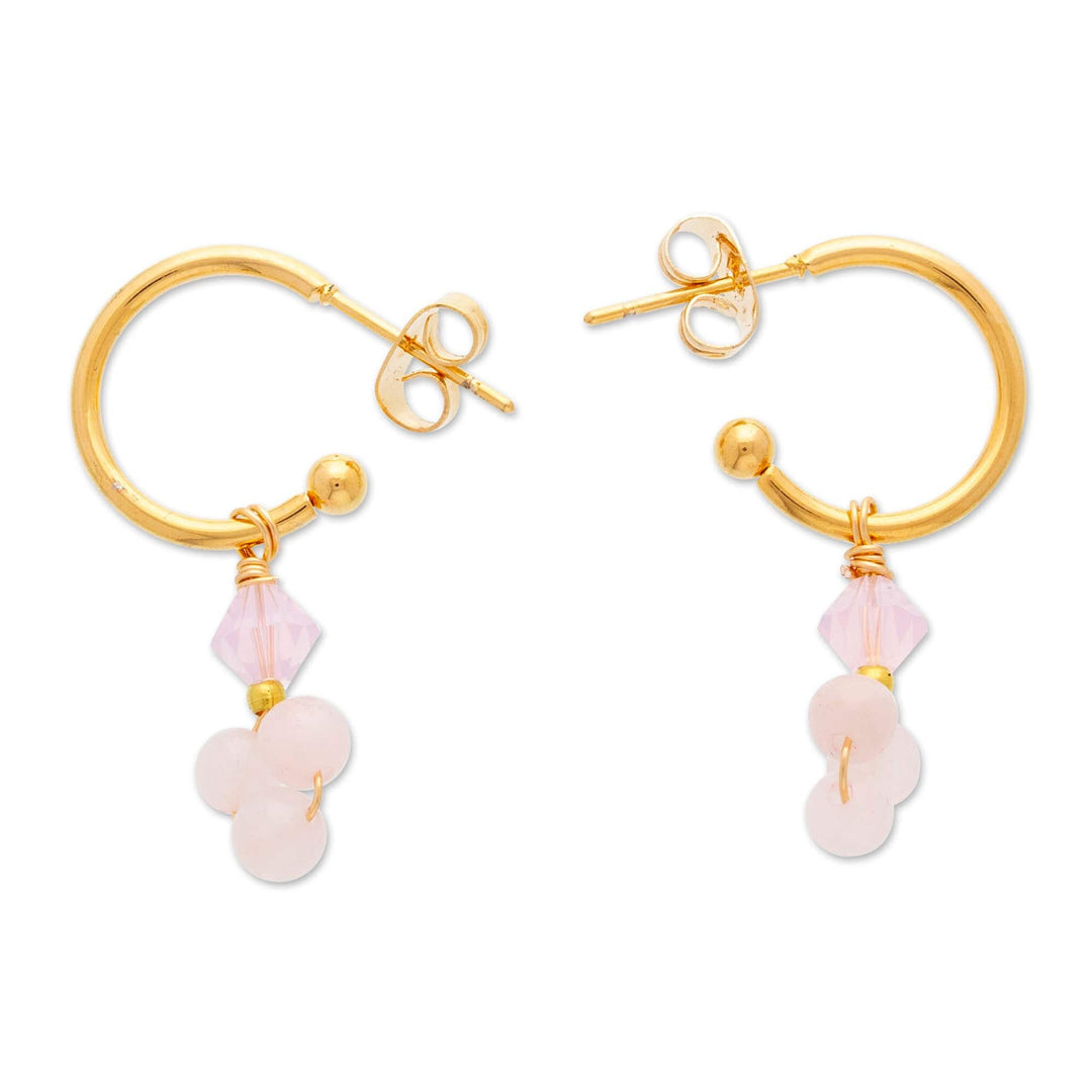 14k Gold-Plated Rose Quartz Half-Hoop Earrings - Classic Affair