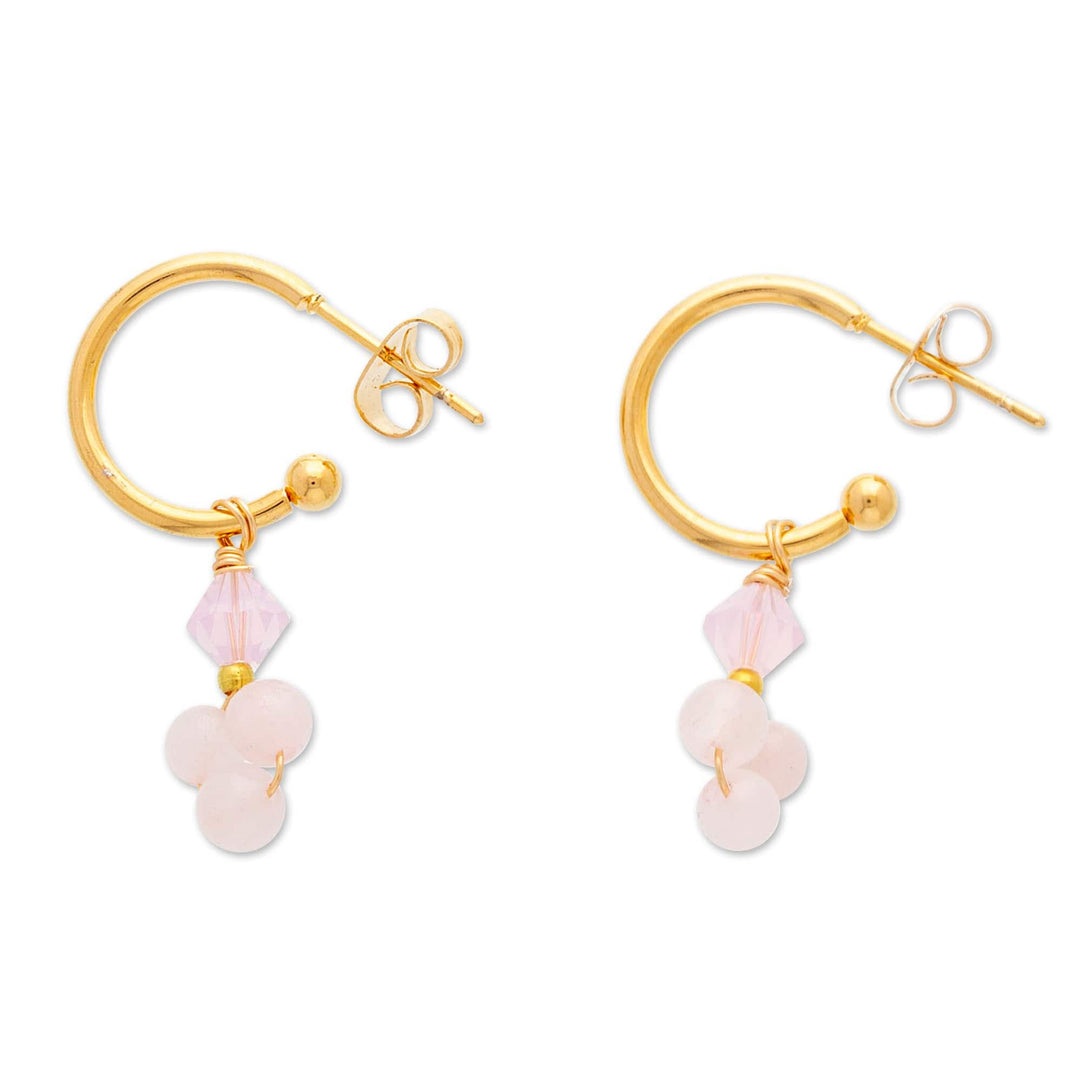 14k Gold-Plated Rose Quartz Half-Hoop Earrings - Classic Affair