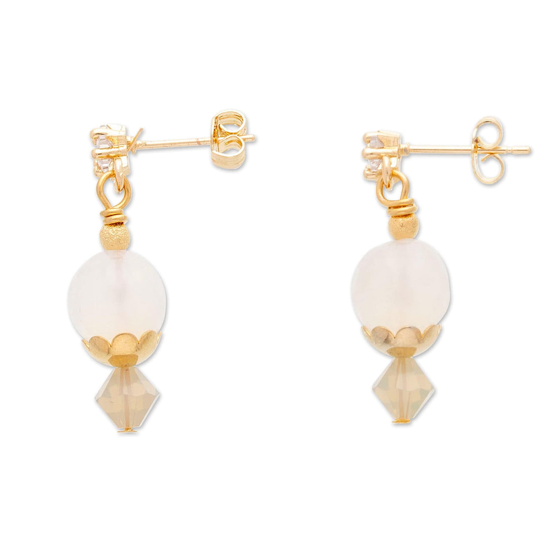 Polished 14k Gold-Plated Multi-Gemstone Dangle Earrings - Ethereal Days