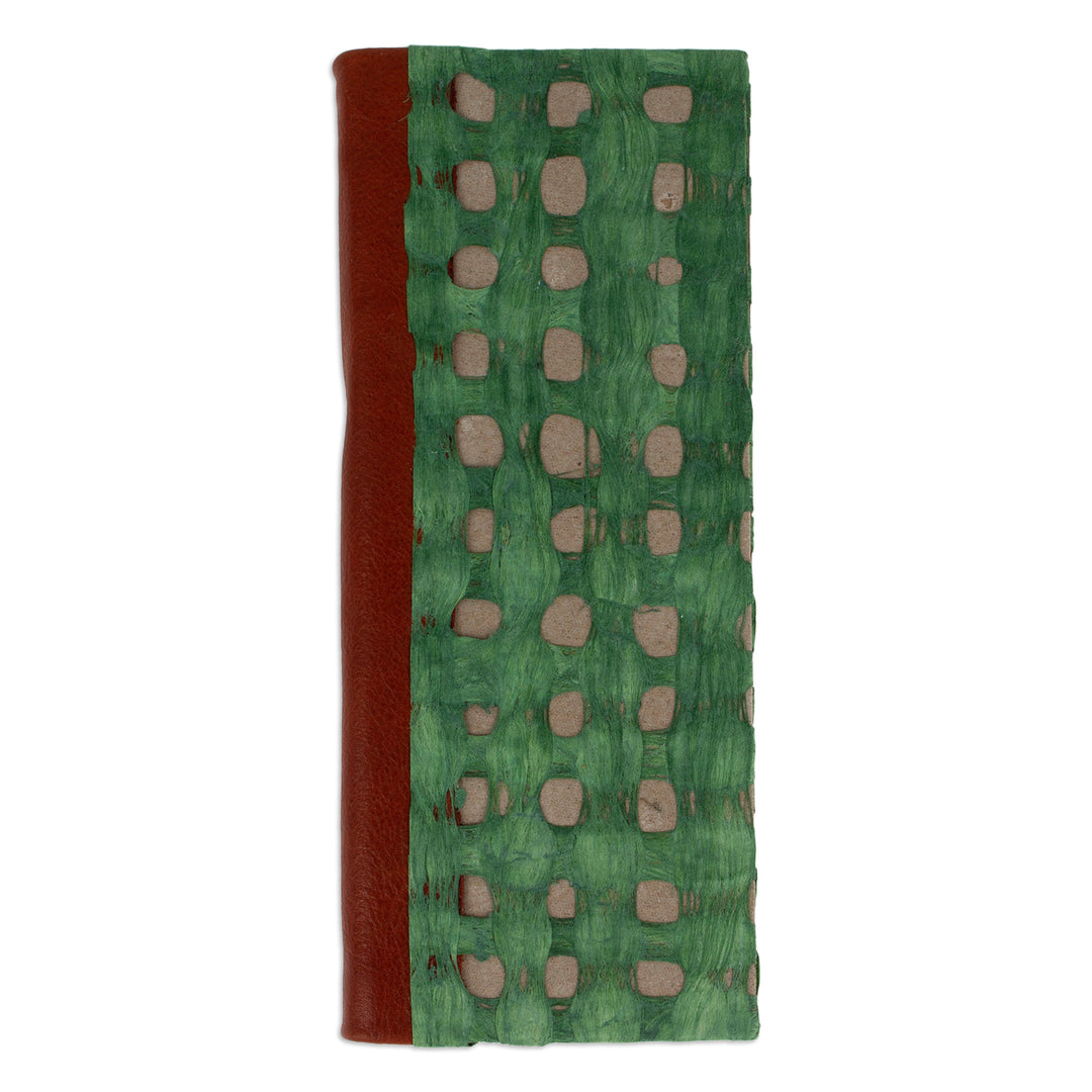 Handcrafted Teal Amate Paper Notebook with Suede Accents - Teal Thoughts