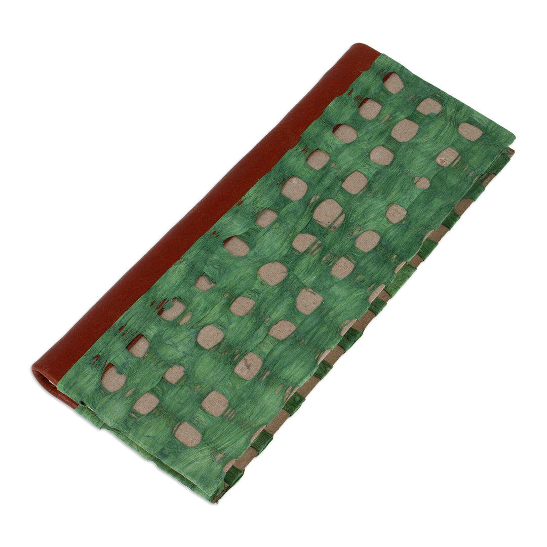 Handcrafted Teal Amate Paper Notebook with Suede Accents - Teal Thoughts