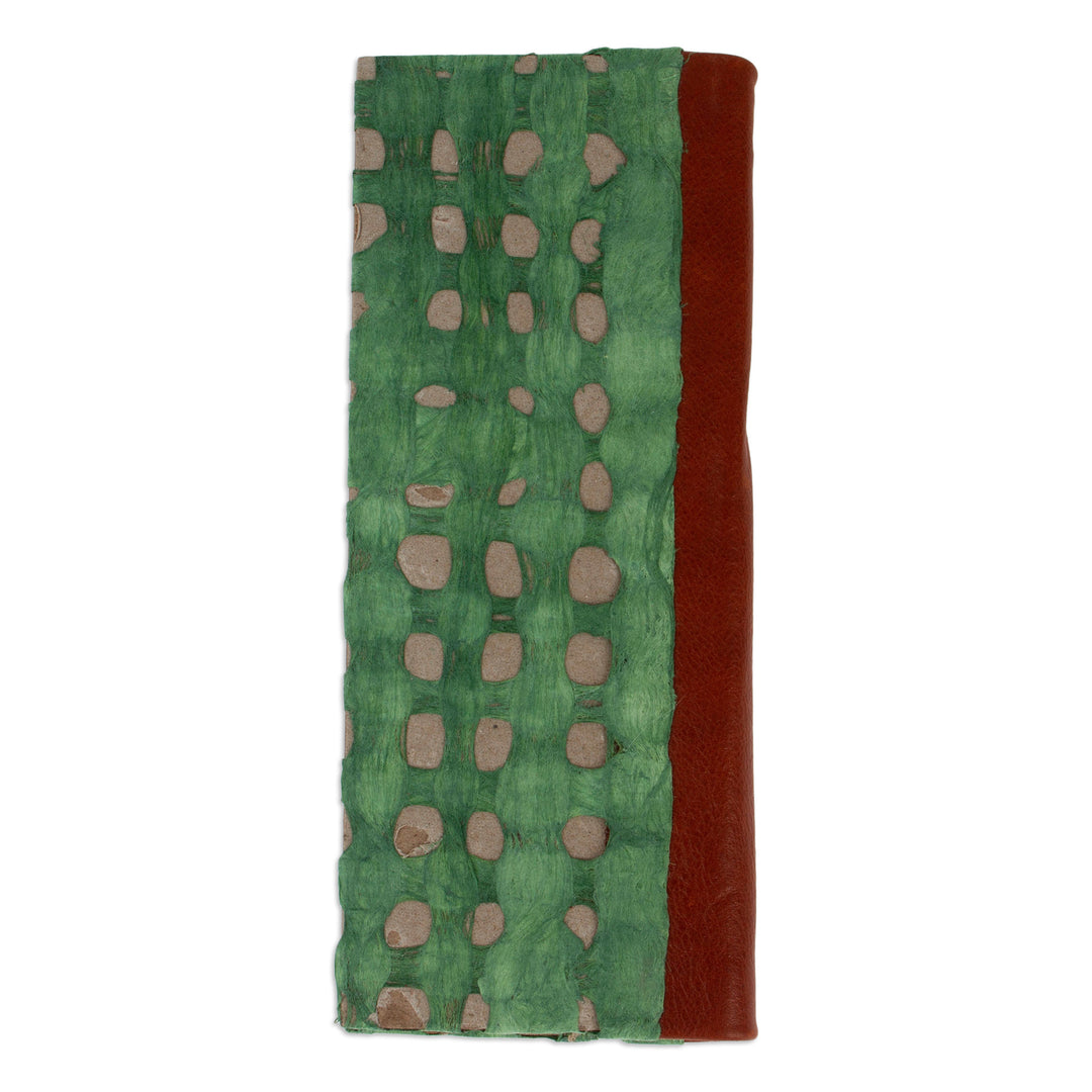 Handcrafted Teal Amate Paper Notebook with Suede Accents - Teal Thoughts