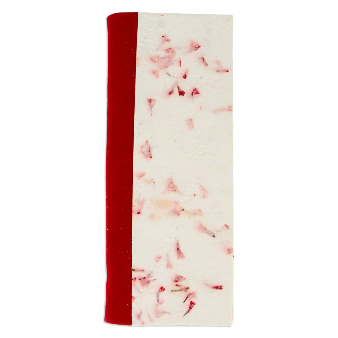 Handcrafted Floral Red Amate Paper Notebook from Mexico - Passionate Thoughts