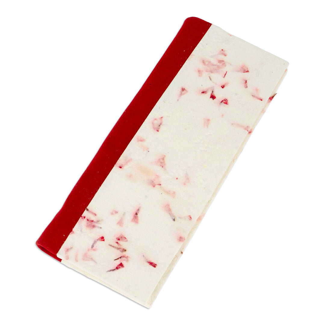 Handcrafted Floral Red Amate Paper Notebook from Mexico - Passionate Thoughts