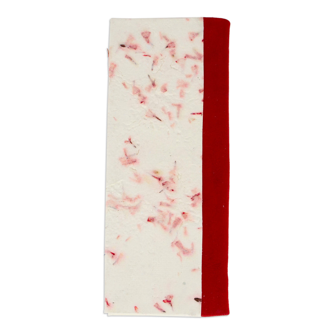 Handcrafted Floral Red Amate Paper Notebook from Mexico - Passionate Thoughts