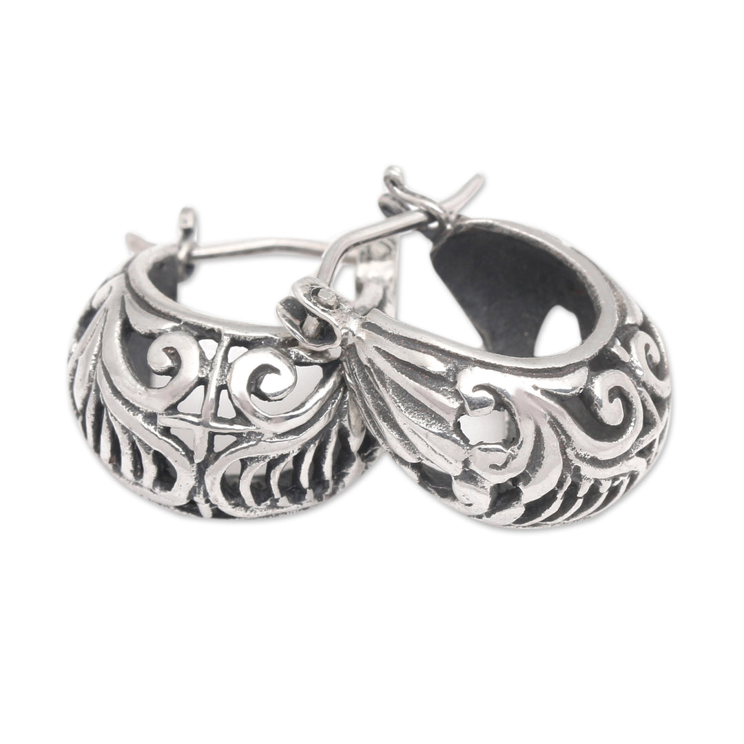 Polished Classic Sterling Silver Hoop Earrings from Bali - Lady Elegance