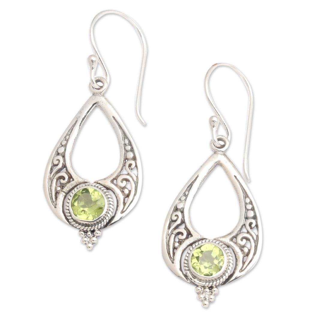 Polished 1-Carat Natural Peridot Drop-Shaped Dangle Earrings - Green Realm