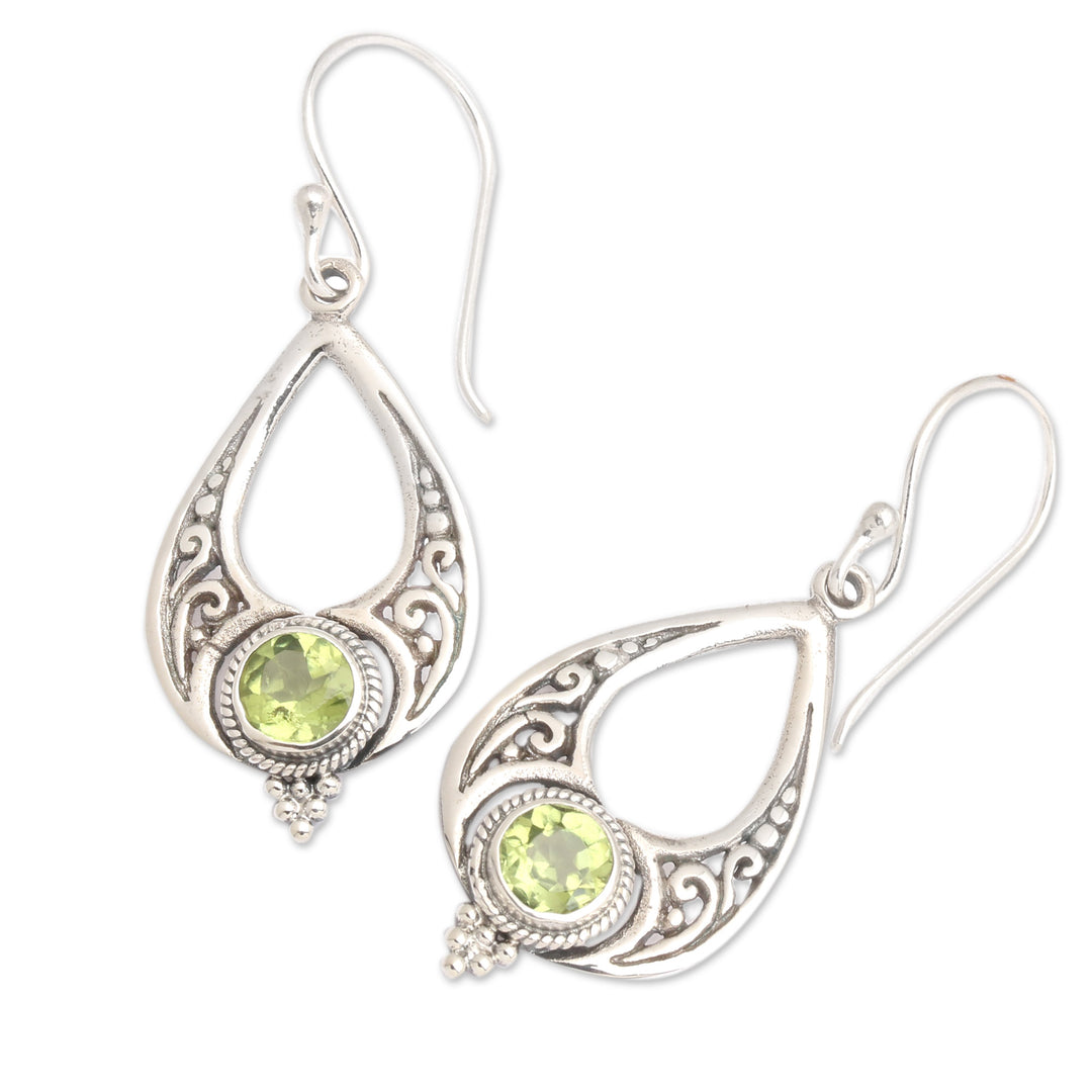 Polished 1-Carat Natural Peridot Drop-Shaped Dangle Earrings - Green Realm