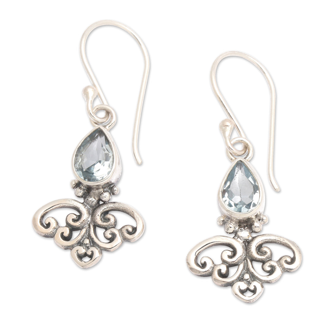Spade-Shaped Faceted 2-Carat Blue Topaz Dangle Earrings - Spades of Blue