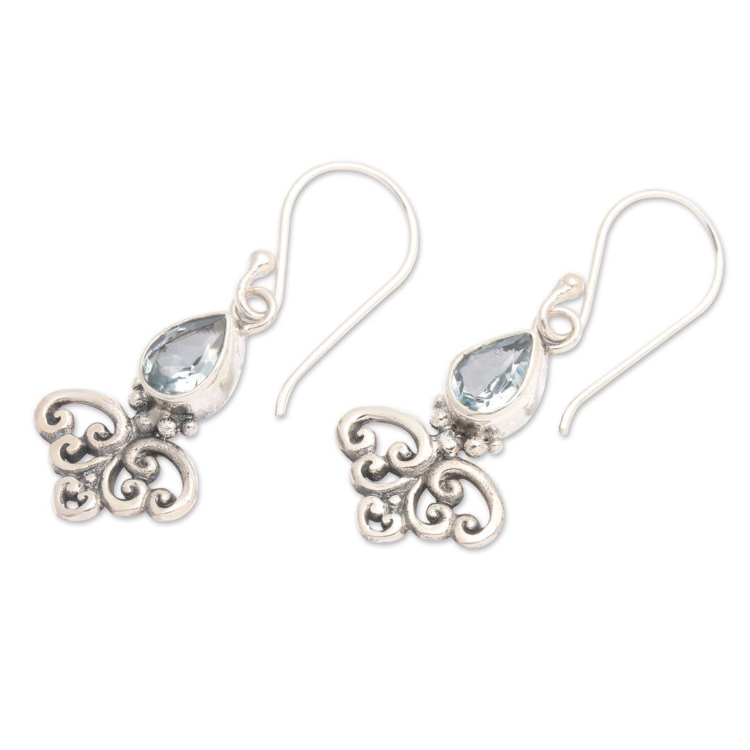 Spade-Shaped Faceted 2-Carat Blue Topaz Dangle Earrings - Spades of Blue