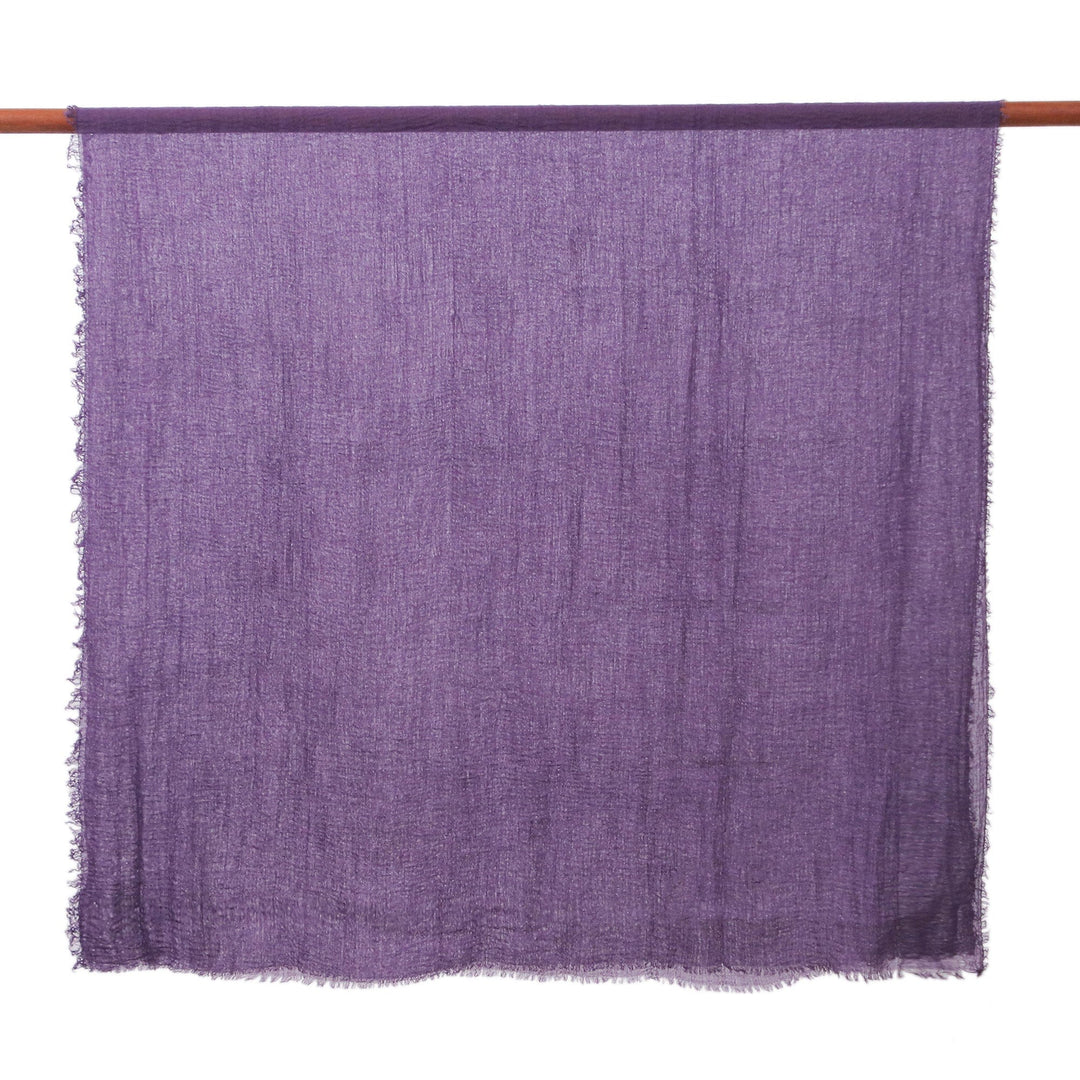 Set of 2 Lightweight Cotton Scarves in Aubergine and Lilac - Fine Purple