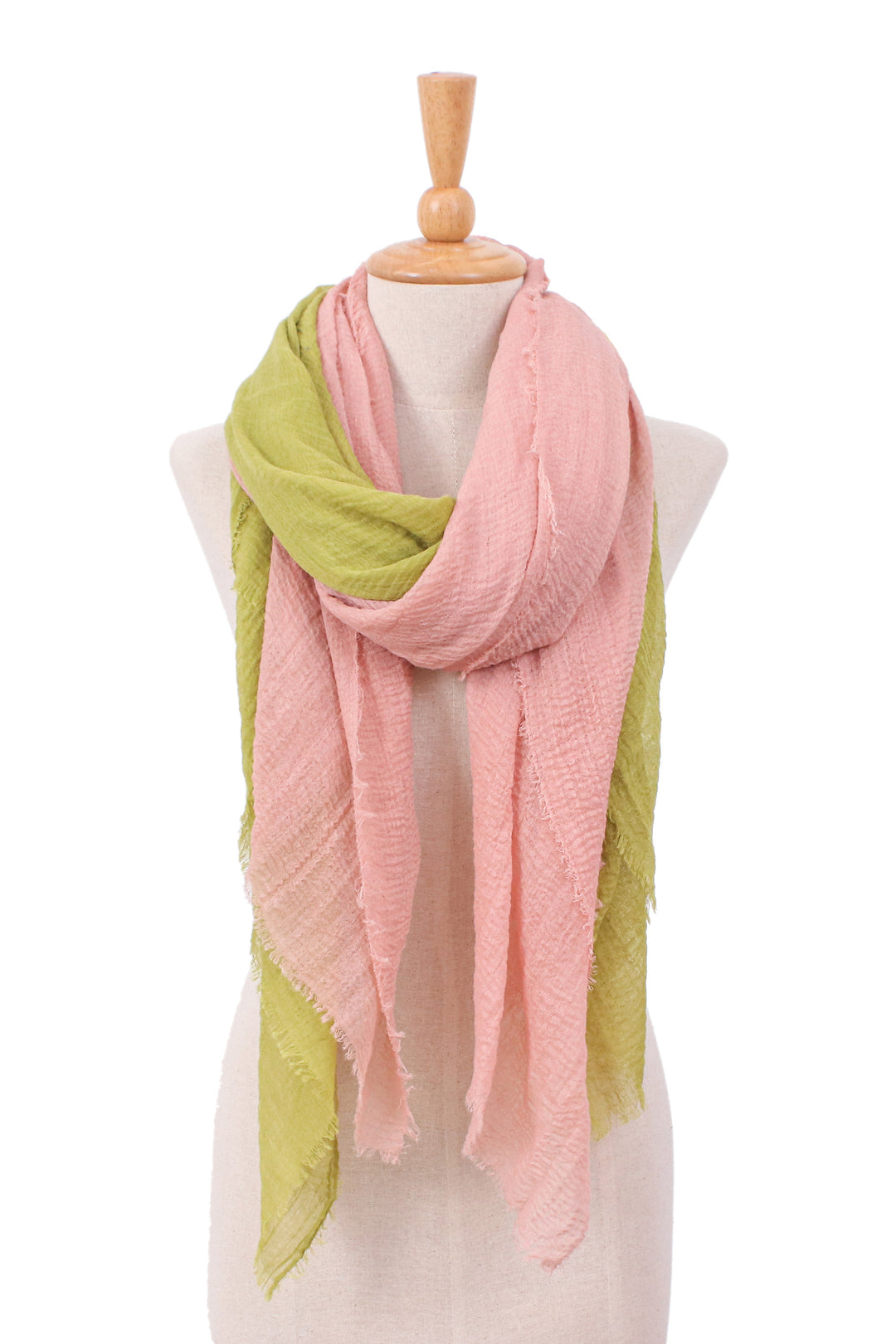 Set of 2 Lightweight Scarves in Peridot and Salmon - Cozy Spring