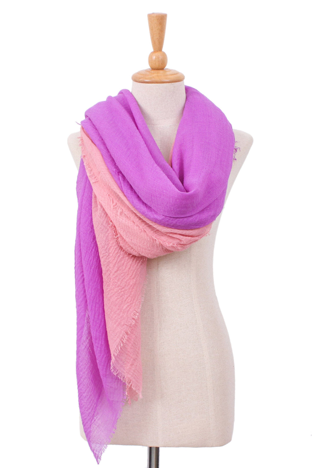 Set of 2 Lightweight Cotton Scarves in Wisteria and Blush - Dazzling Violet