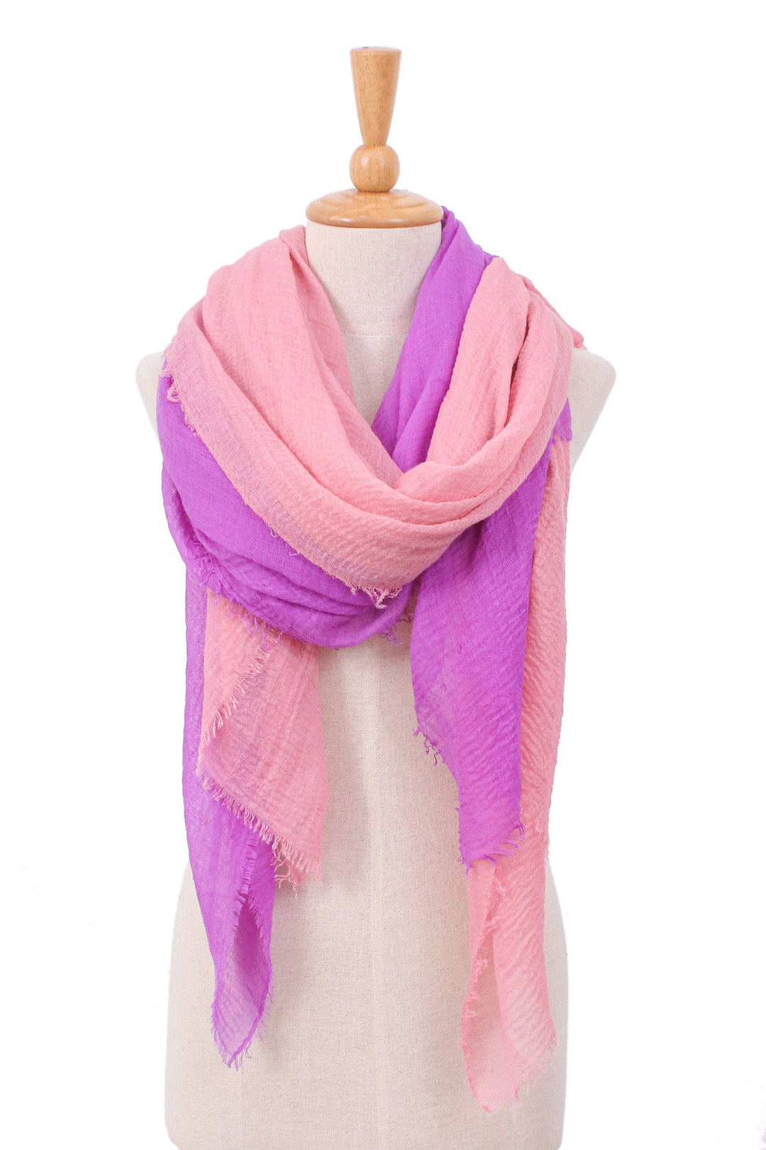 Set of 2 Lightweight Cotton Scarves in Wisteria and Blush - Dazzling Violet
