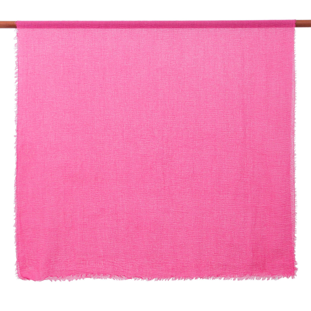 Set of 2 Lightweight Cotton Scarves in Azalea and Titanium - Intrepid Fuchsia