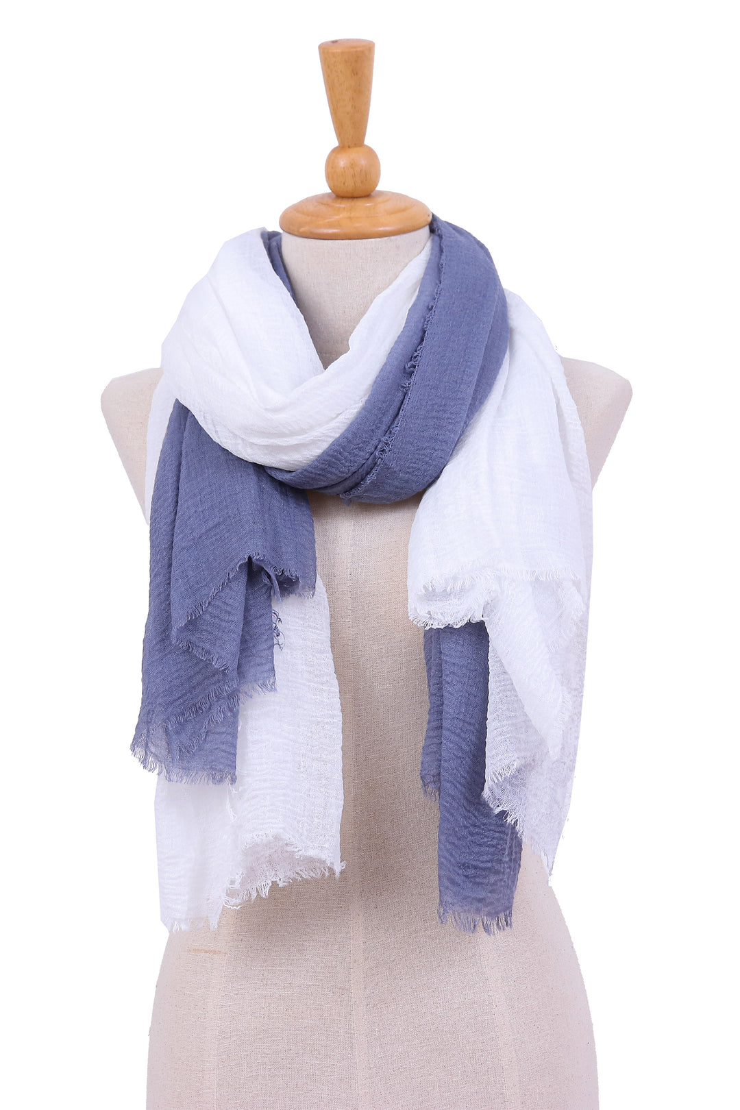Pair of Hand-Woven Lightweight Grey and Ivory Scarves - Brilliant Warmth