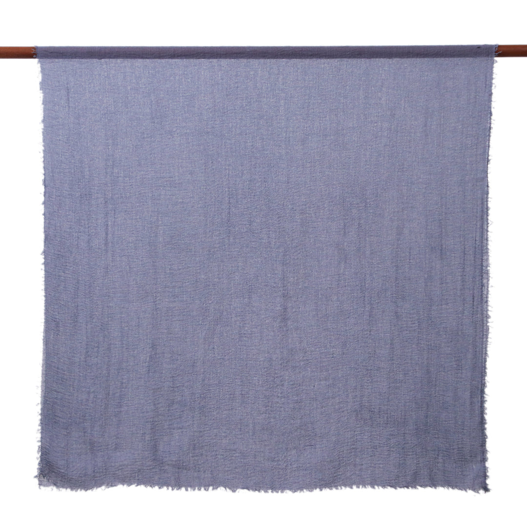 Pair of Hand-Woven Lightweight Grey and Ivory Cotton Scarves - Brilliant Warmth