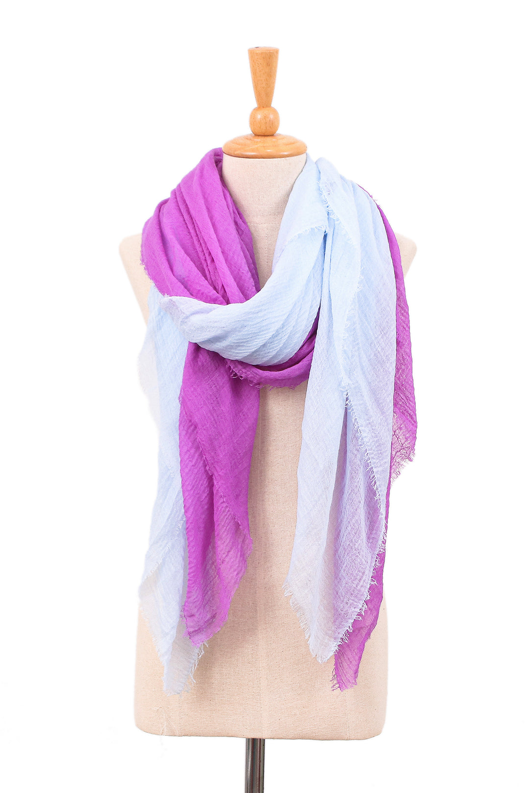 Two Hand-Woven Lightweight Blue and Purple Scarves - Elegant Vibrancy