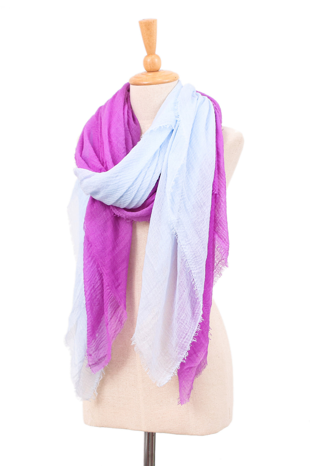 Two Hand-Woven Lightweight Blue and Purple Scarves - Elegant Vibrancy