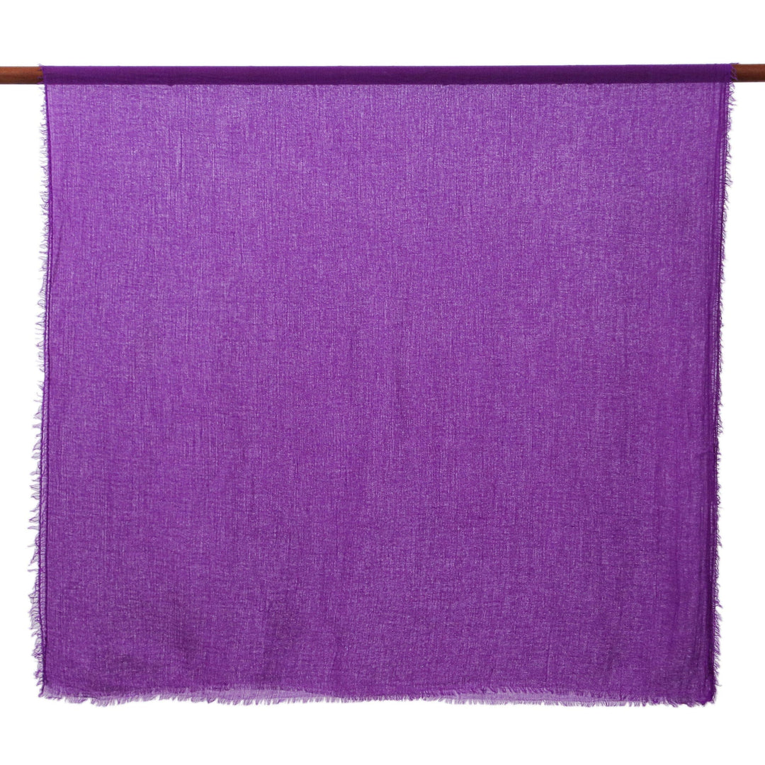 Two Hand-Woven Lightweight Blue and Purple Cotton Scarves - Elegant Vibrancy