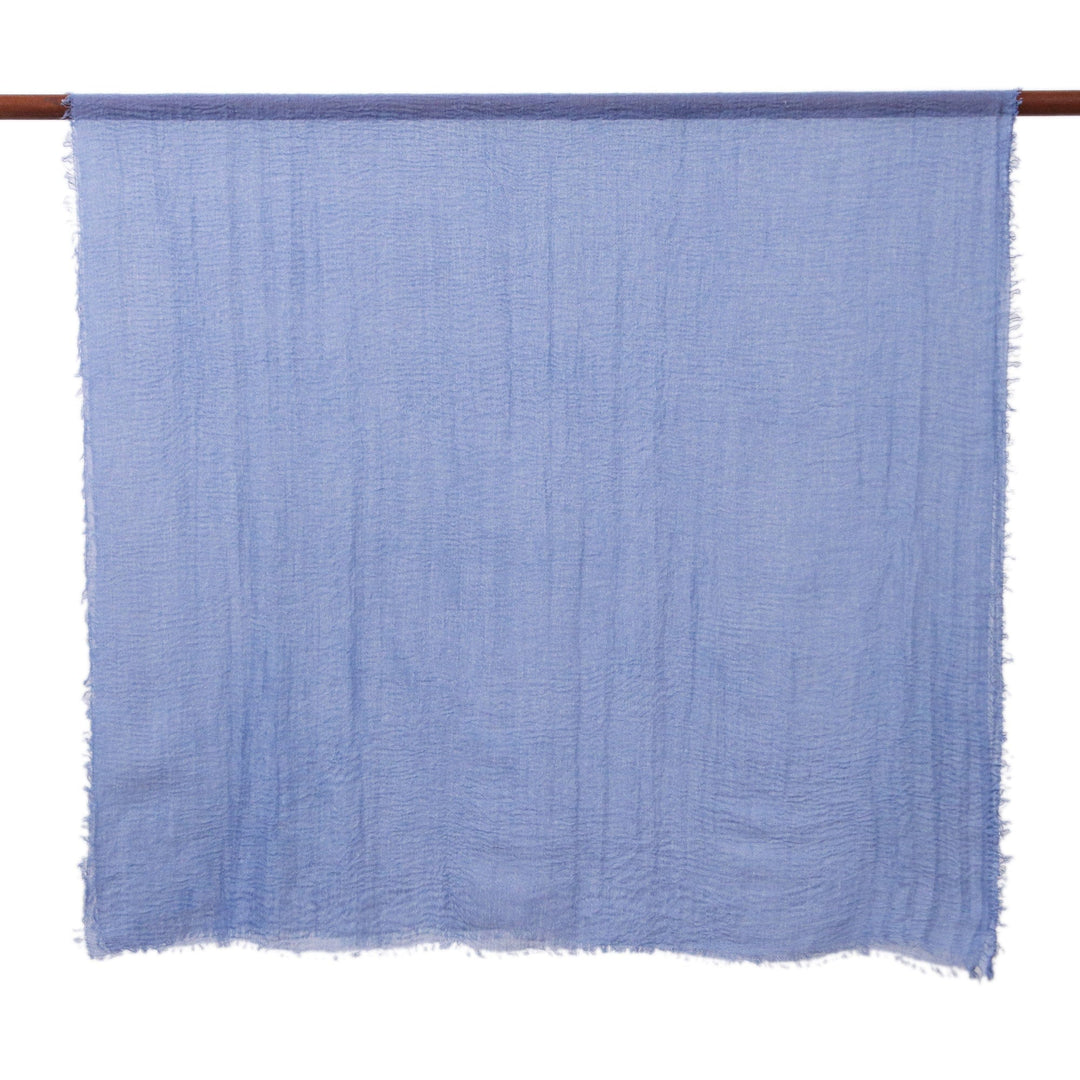 Two Hand-Woven Lightweight Blue and Purple Cotton Scarves - Elegant Vibrancy