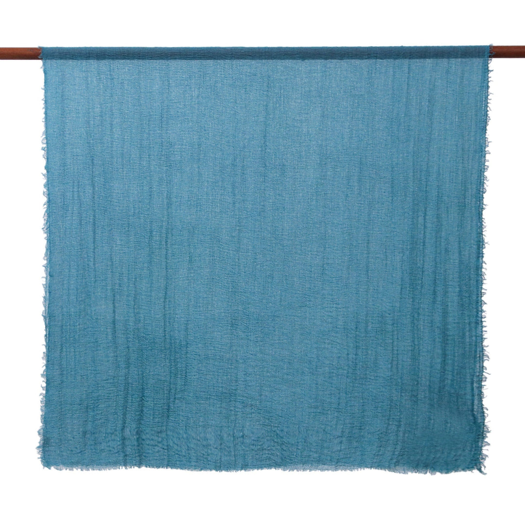 Pair of Hand-Woven Lightweight Green and Teal Cotton Scarves - Ocean Vibes