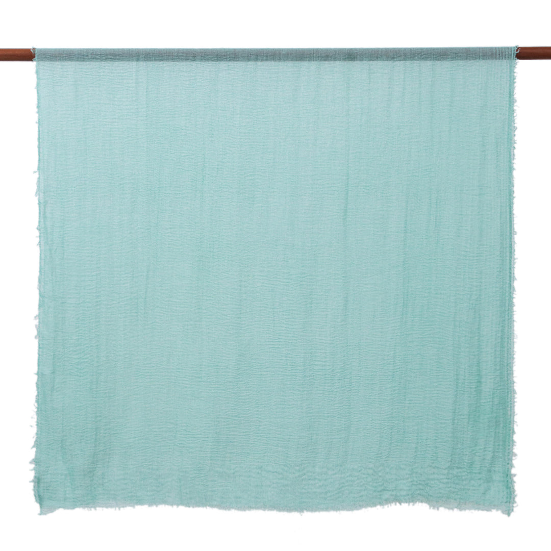 Pair of Hand-Woven Lightweight Green and Teal Scarves - Ocean Vibes