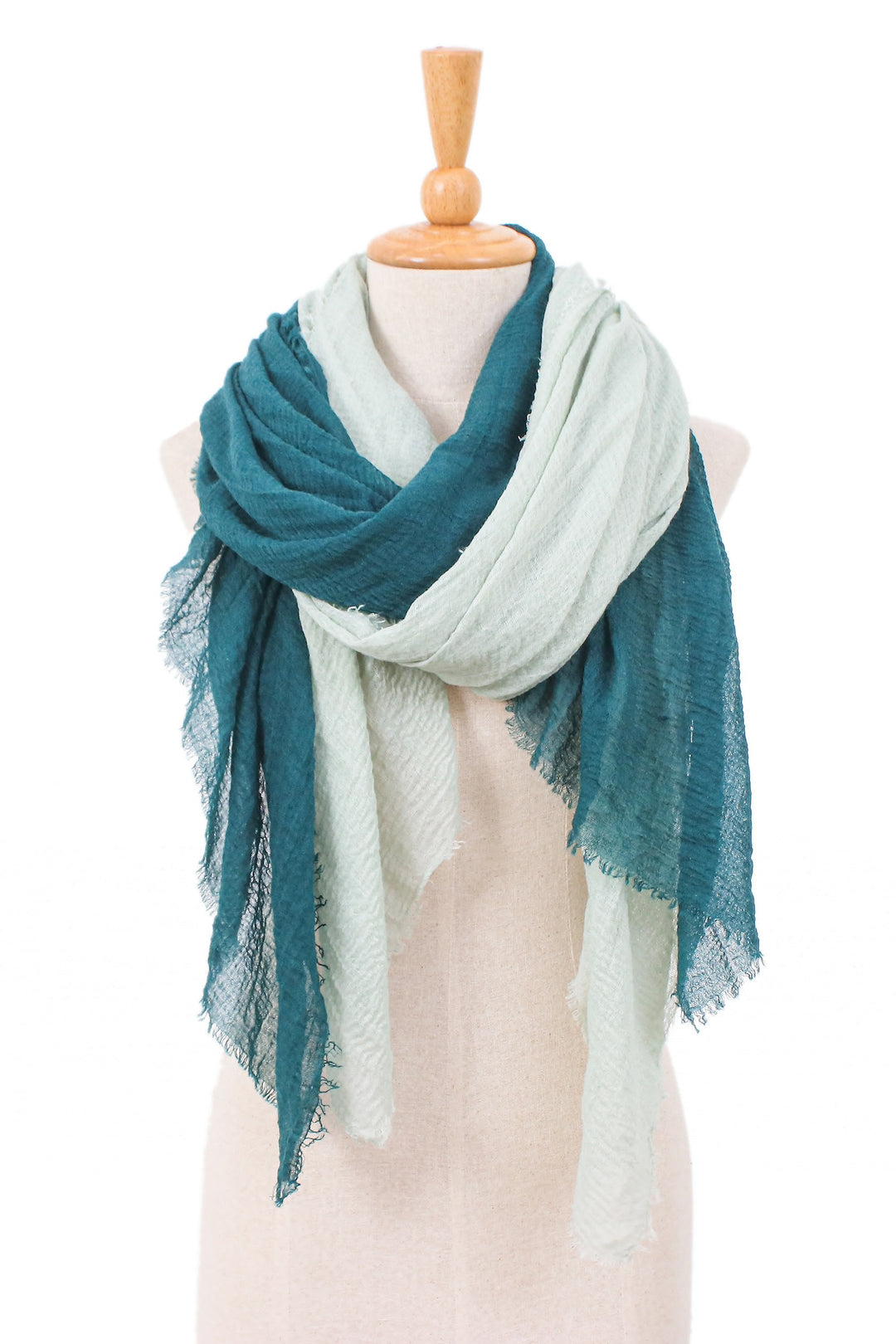 Two Hand-Woven Lightweight Scarves in Green Shades - Gorgeous Green