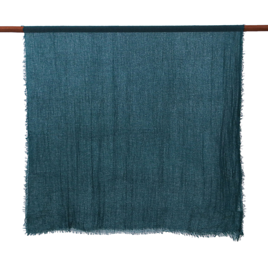 Two Hand-Woven Lightweight Cotton Scarves in Green Shades - Gorgeous Green