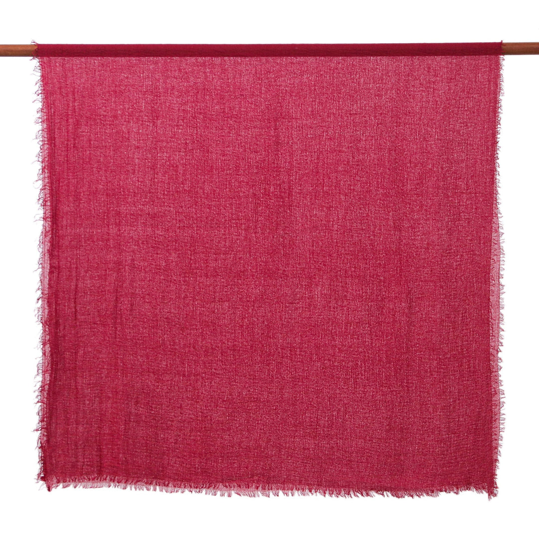 Pair of Handwoven Lightweight Cotton Scarves in Blue and Red - Splendid Beauty