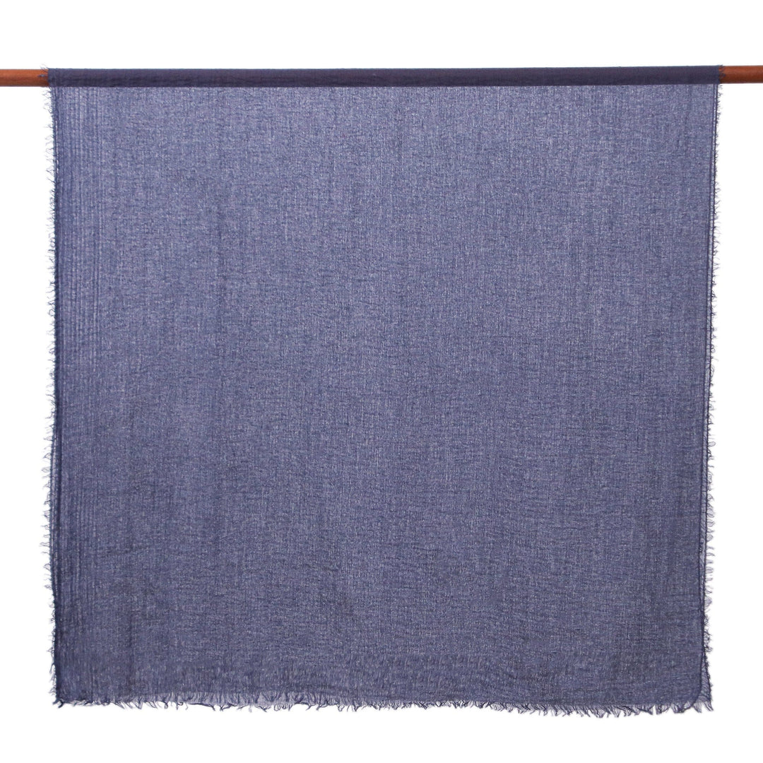 Pair of Handwoven Lightweight Cotton Scarves in Blue and Red - Splendid Beauty