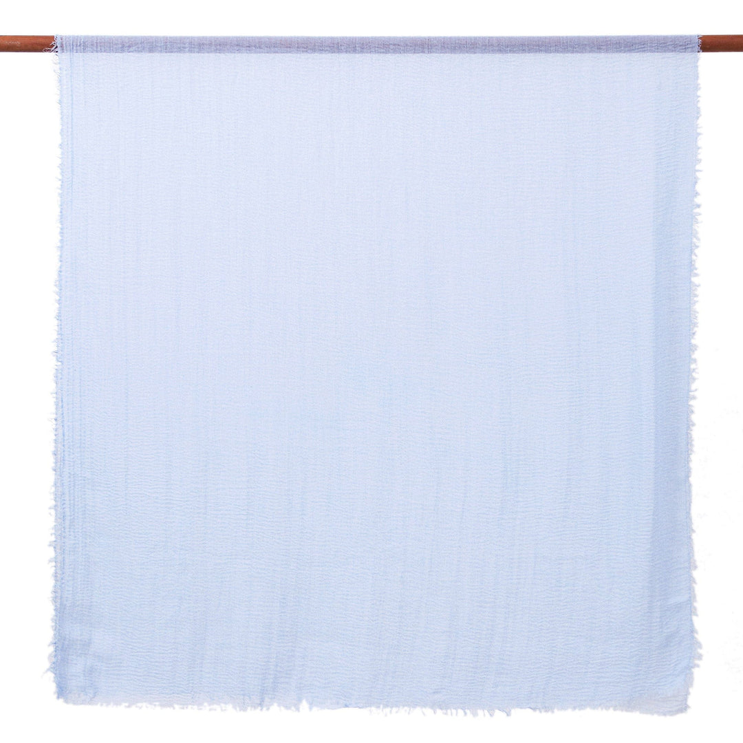Pair of Handwoven Lightweight Blue and Grey Cotton Scarves - Sky Glam