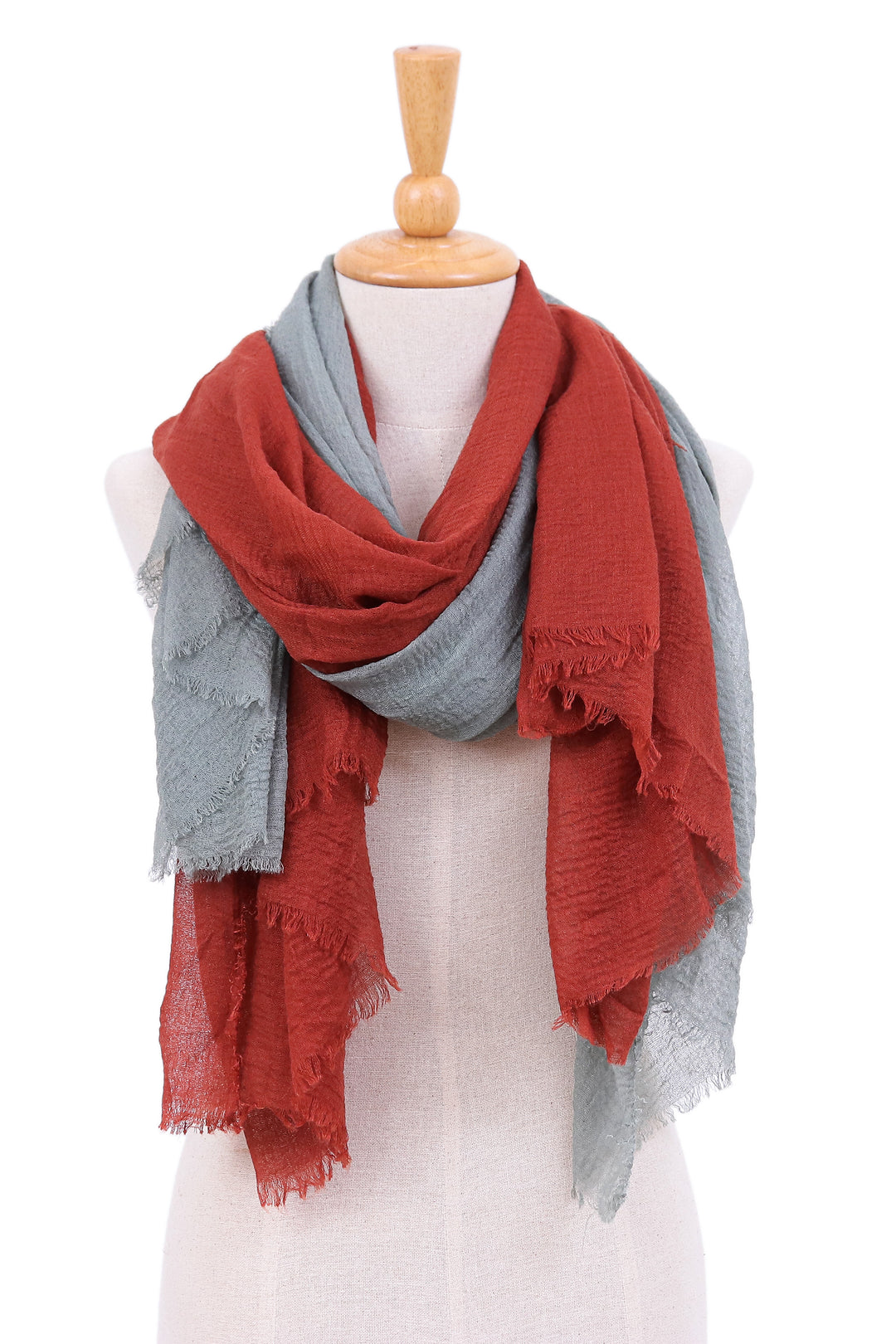 Two Handwoven Lightweight Orange and Green Scarves - Bright Charm