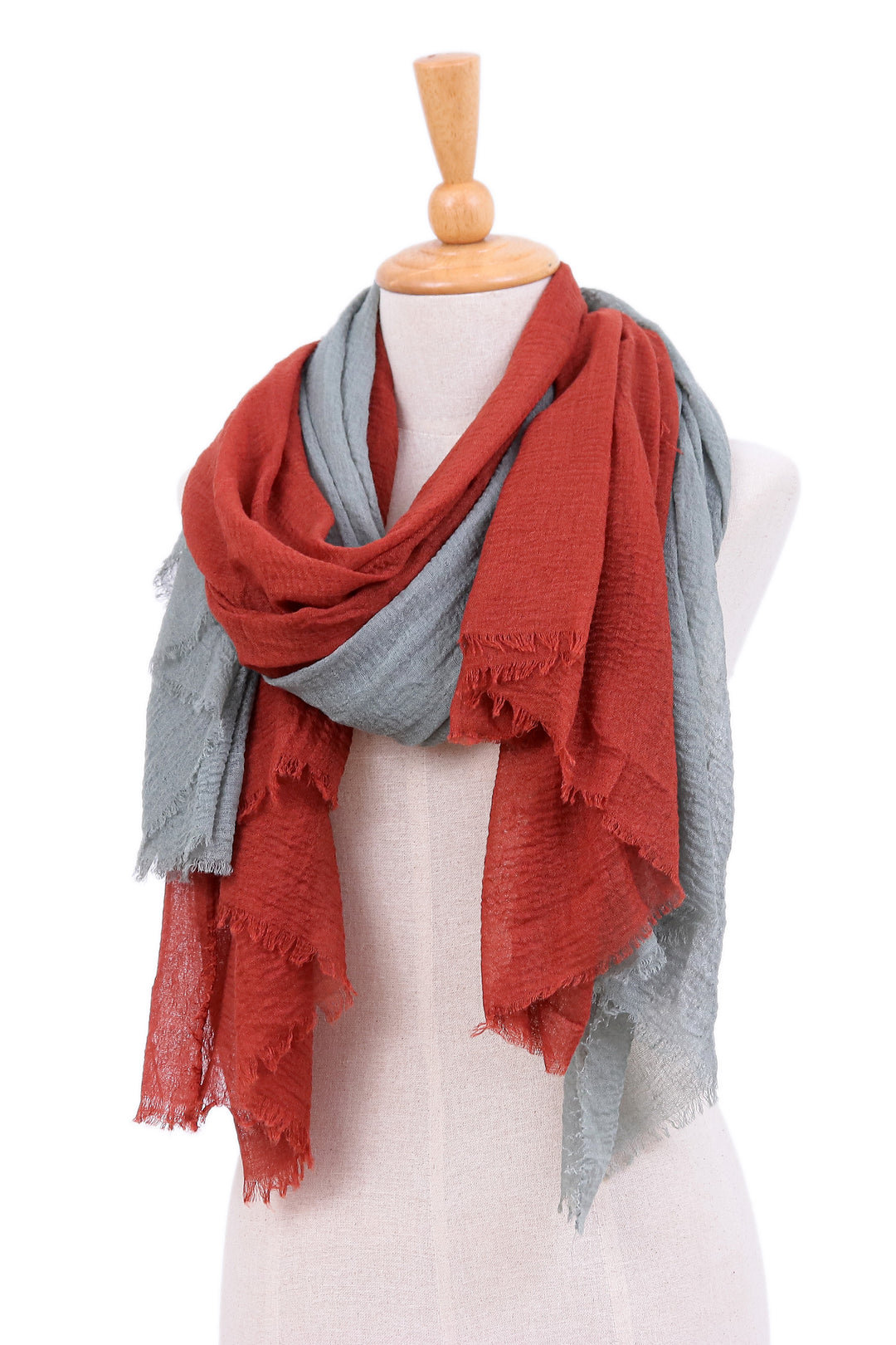 Two Handwoven Lightweight Orange and Green Scarves - Bright Charm