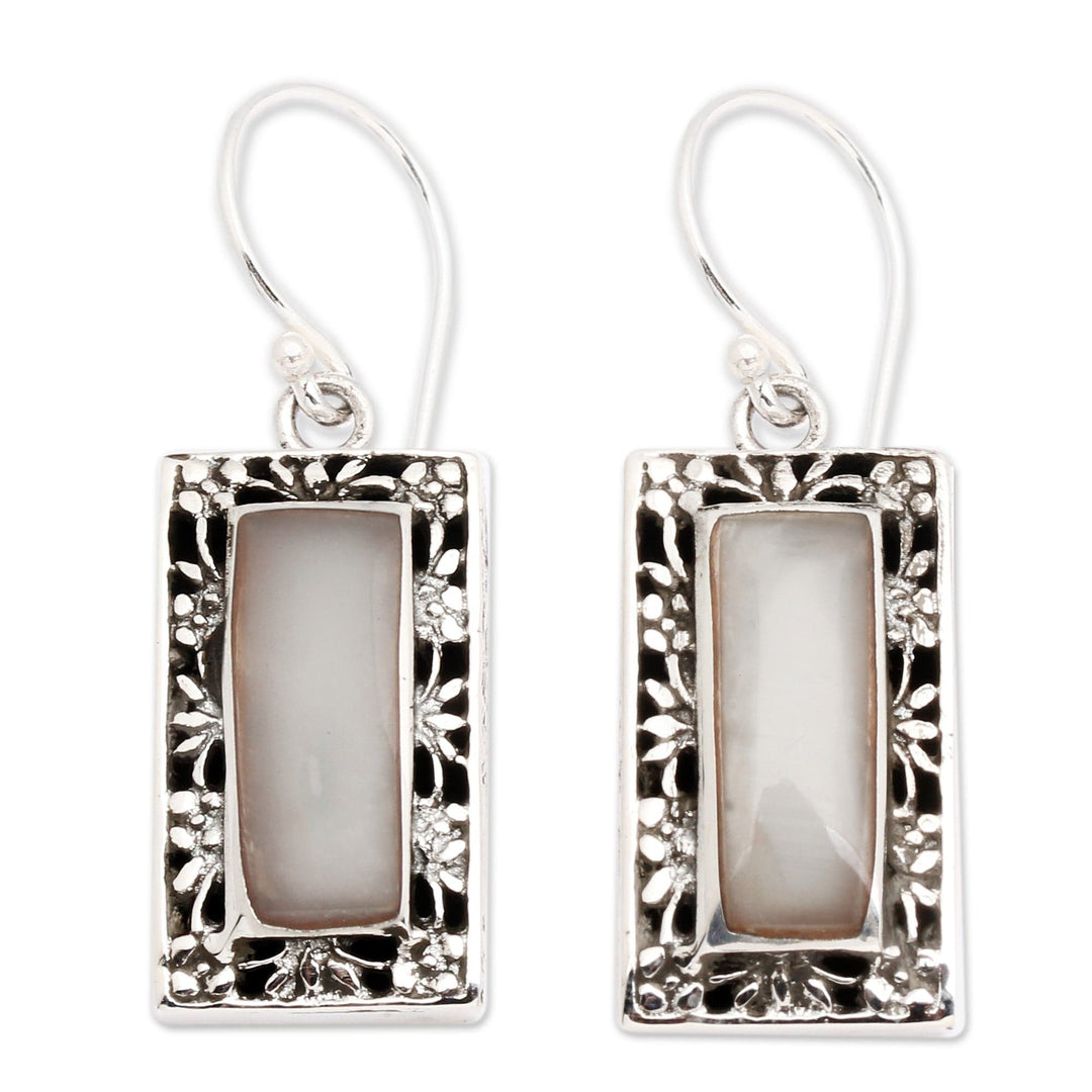 Floral Sterling Silver and Bright Resin Dangle Earrings - Dreamy Mirror