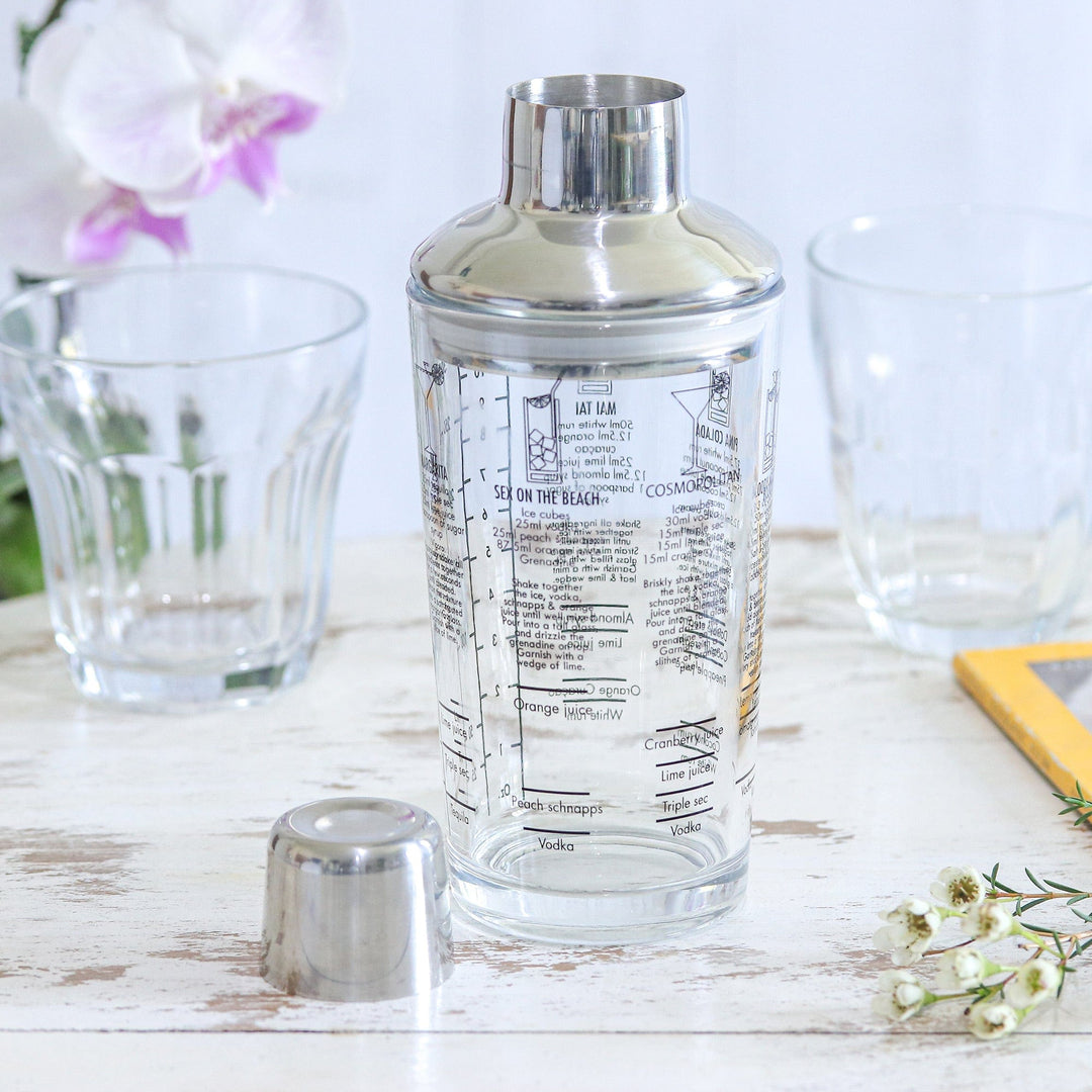 Handblown Glass and Stainless Steel Cocktail Shaker - Ethereal Mixology