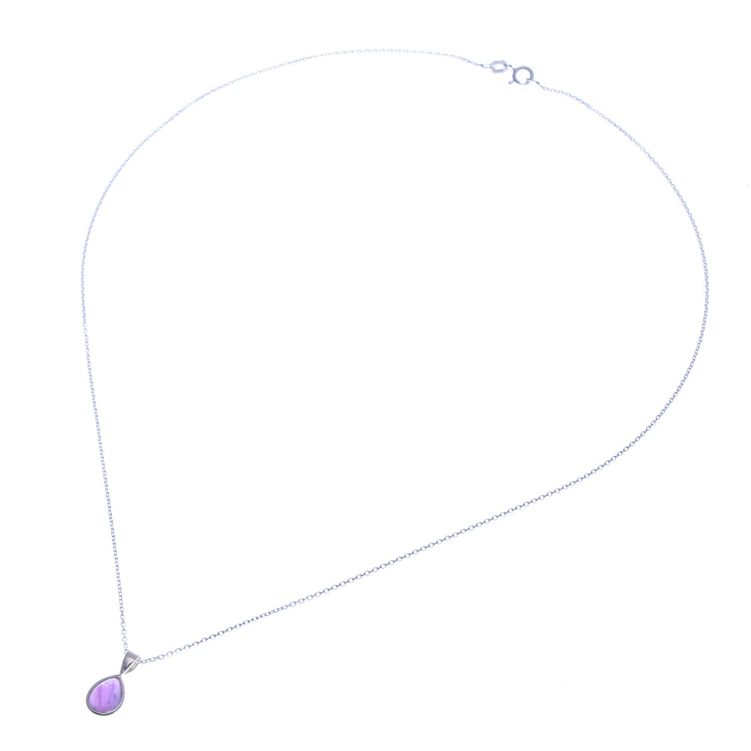 High-Polished Drop-Shaped Amethyst Pendant Necklace - Drop for Sages