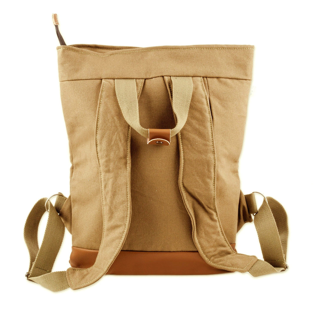 Folk Art Adjustable Red and Artichoke Linen Backpack - The Glorious Adventure