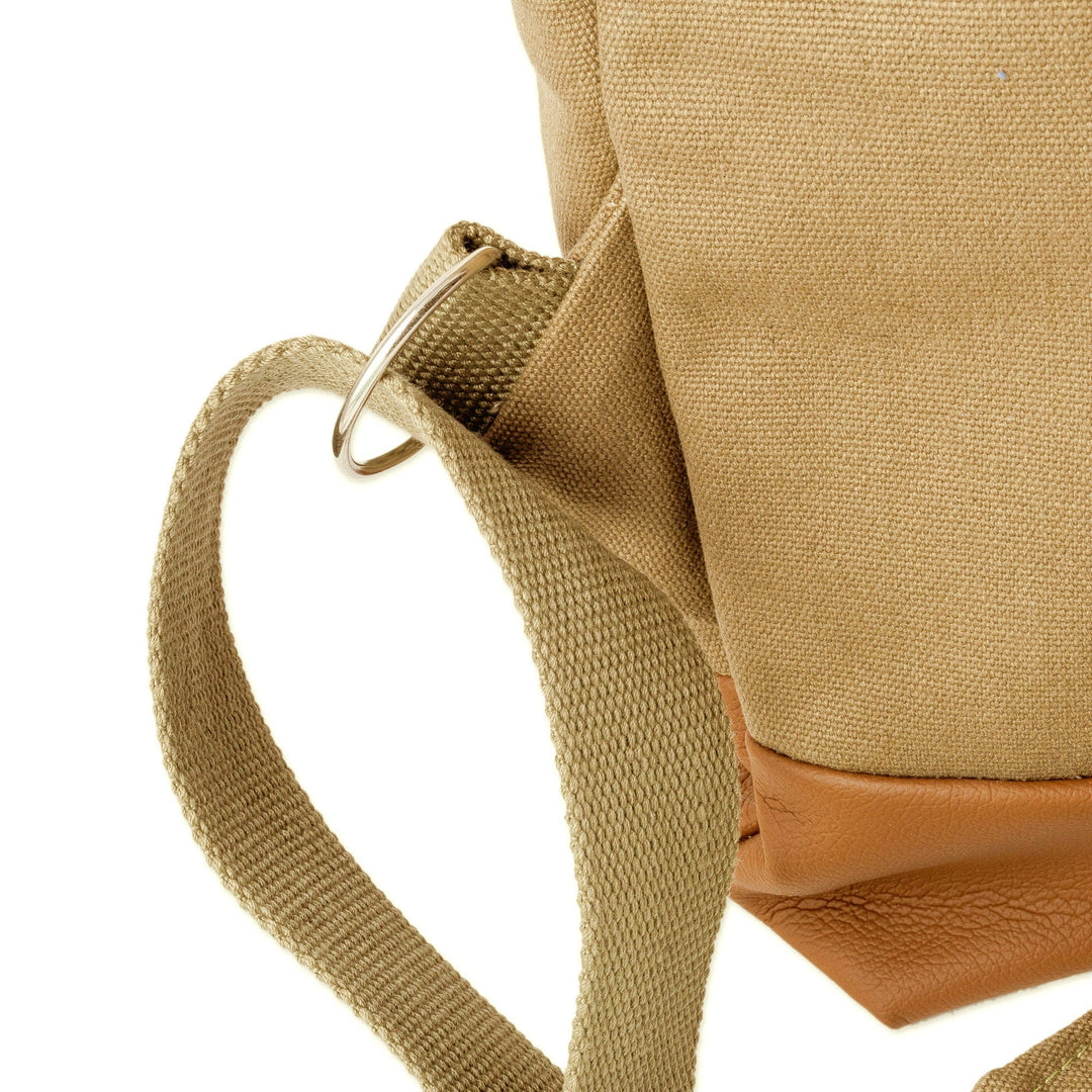 Folk Art Adjustable Red and Artichoke Linen Backpack - The Glorious Adventure