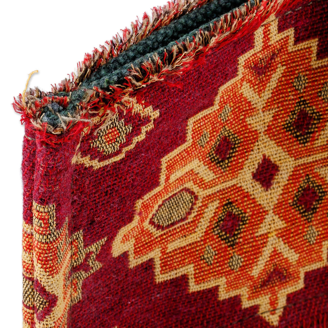 Handmade Folk Art Green and Red Cotton and Tarp Handbag - Glorious Customs