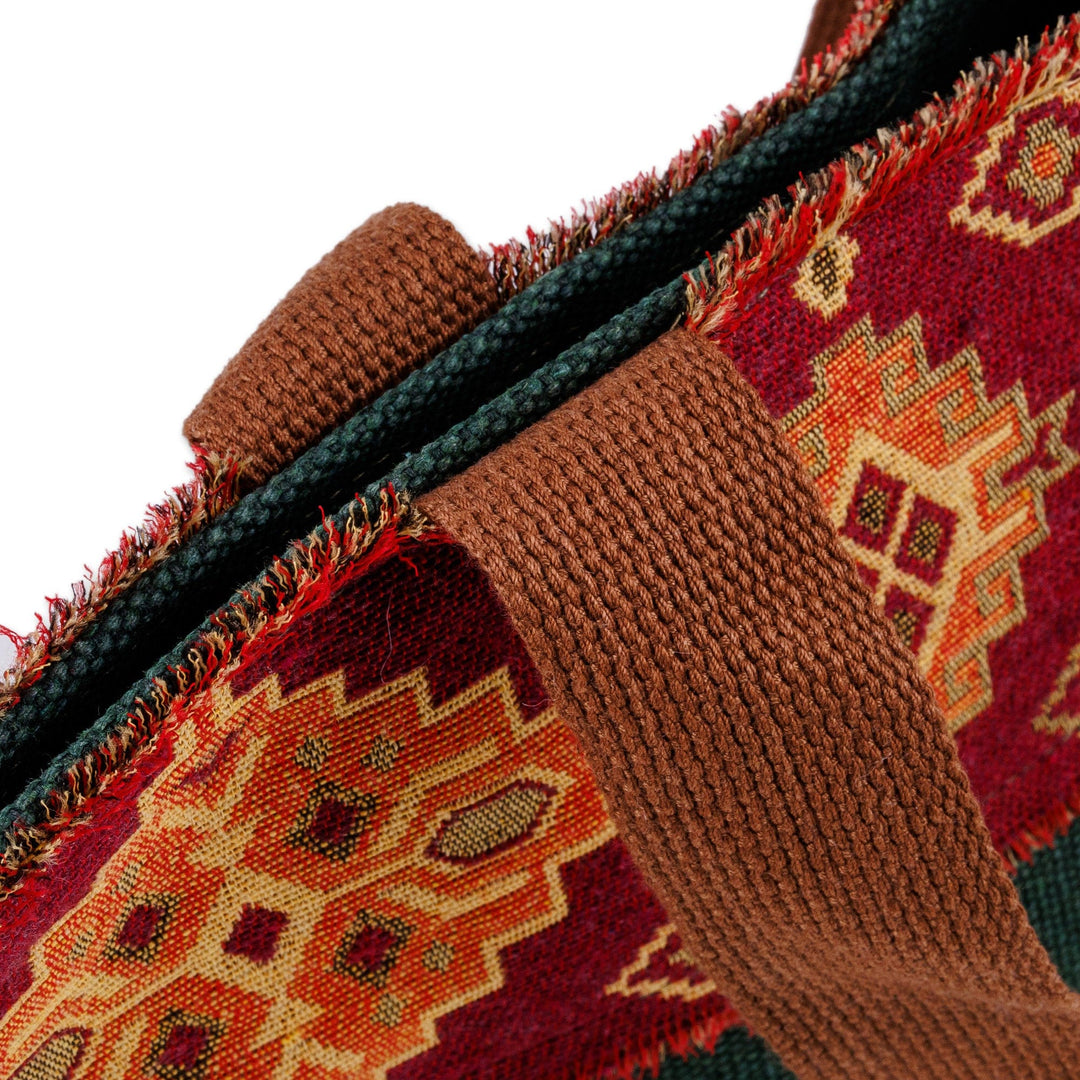 Handmade Folk Art Green and Red Cotton and Tarp Handbag - Glorious Customs