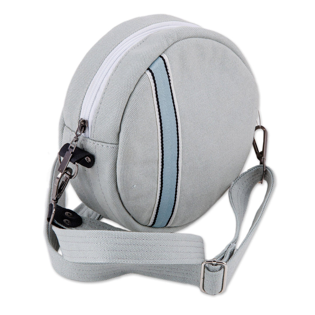 Handcrafted Adjustable Round Blue and Grey Sling Bag - Cycle of Style