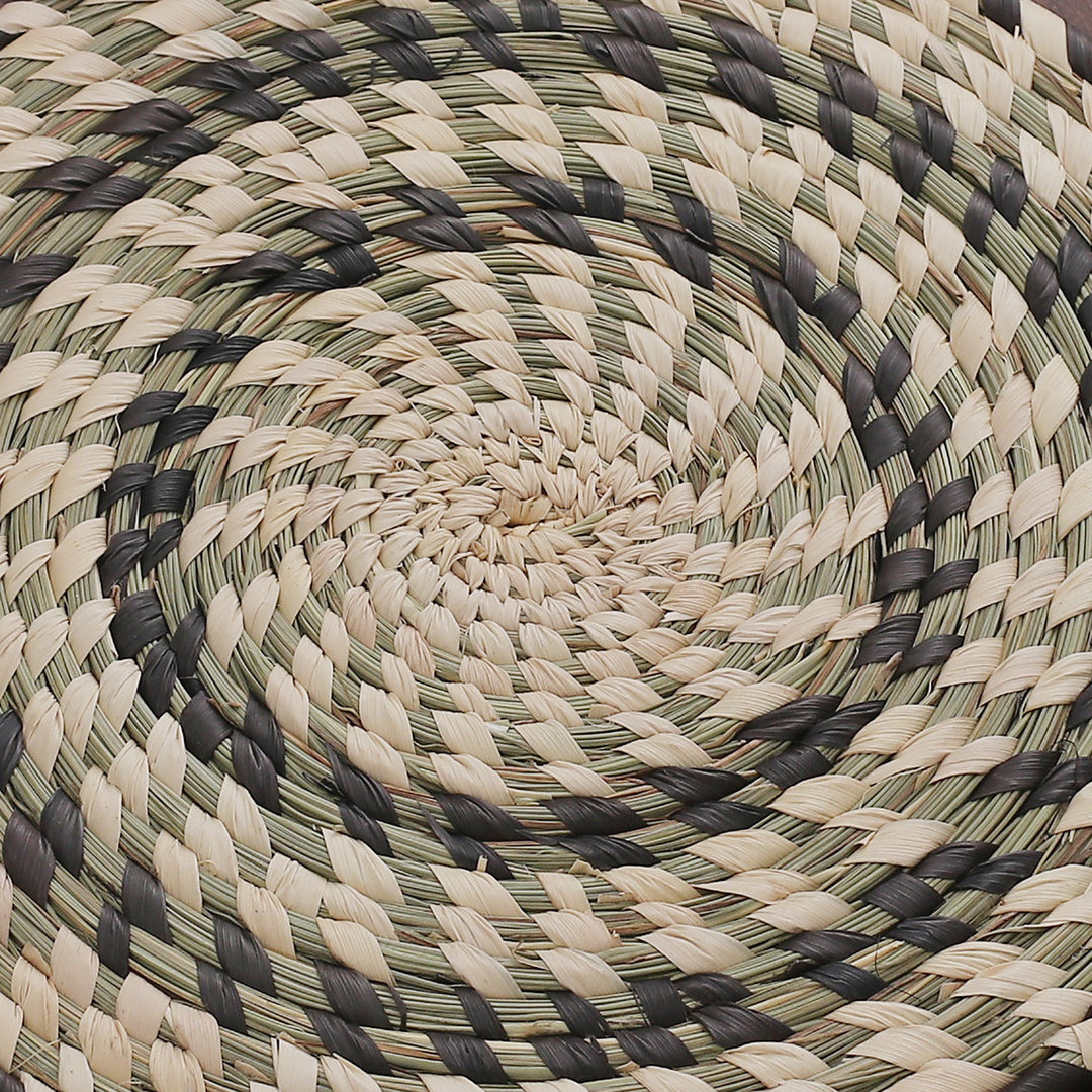 Set of 4 Handwoven Green and Beige Natural Fiber Placemats - Sylvan Mandalas